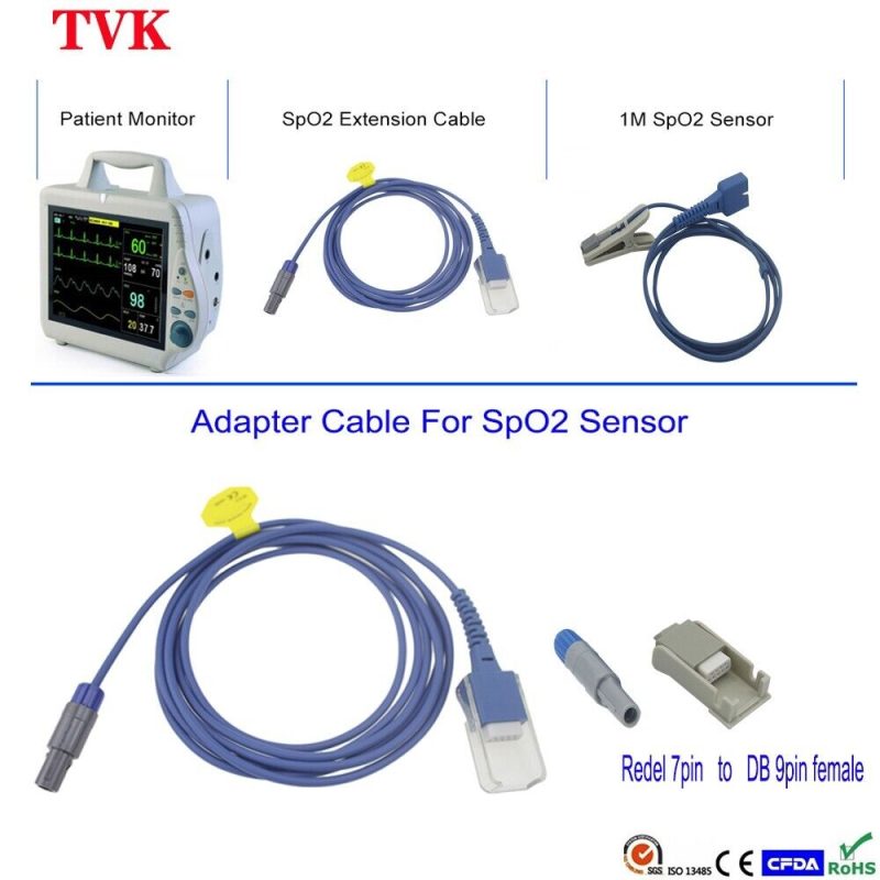 Bionet SpO2 Sensor Adapter Cable for BM3VET, BM31, Redel 7pin to DB 9pin