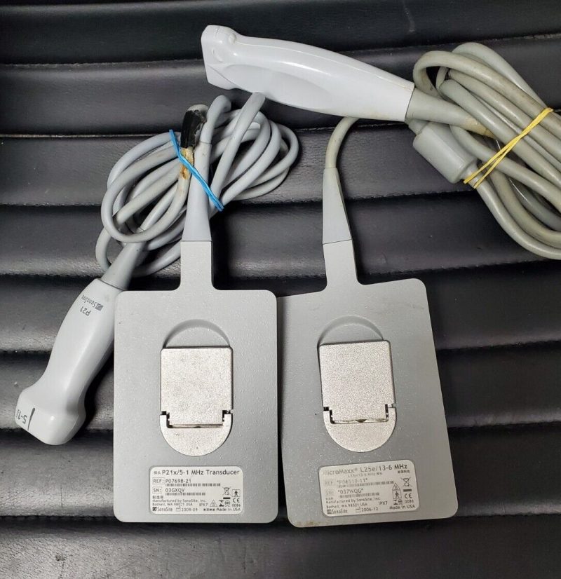 Lot of 2 SonoSite L25e/13-6 MHz & P21x/5-1 MHz Ultrasound Transducer Probes