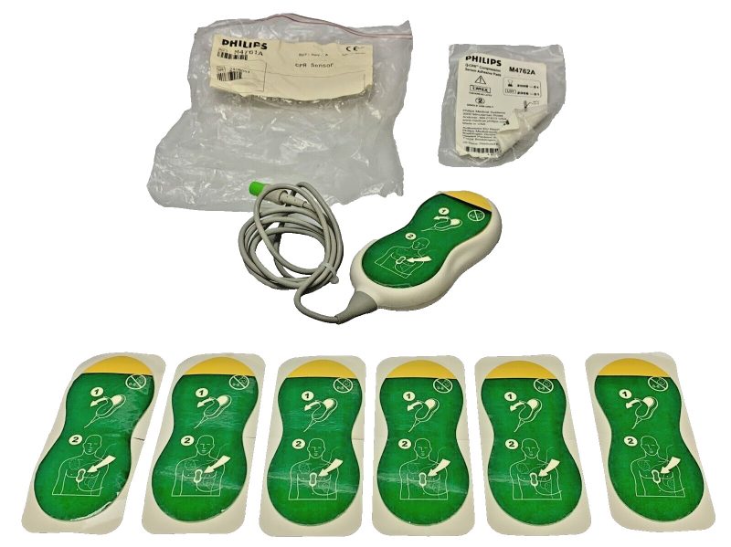 Philips M4761A CPR Sensor w/ (6) Q-CPR Compression Sensor Adhesive Pads M4762A