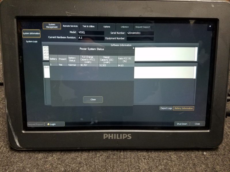 Philips VISIQ Diagnostic Ultrasound System*BAD BATTERY*FOR PARTS*