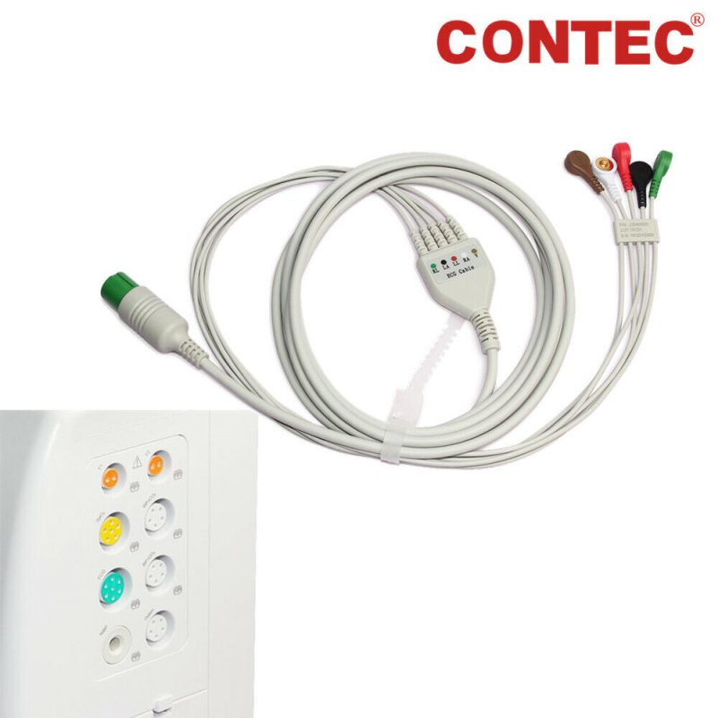 7-Pin 5-lead ECG cable Snap for CONTEC Patient Monitor New version Green Port