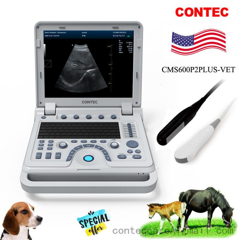 FDA Veterinary Portable Veterinary Ultrasound Doppler Machine 2 Probe For Animal