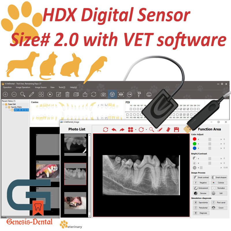 HDX Digital Intraoral Dental Sensor size# 2 VET Software Perfect x Animal Clinic