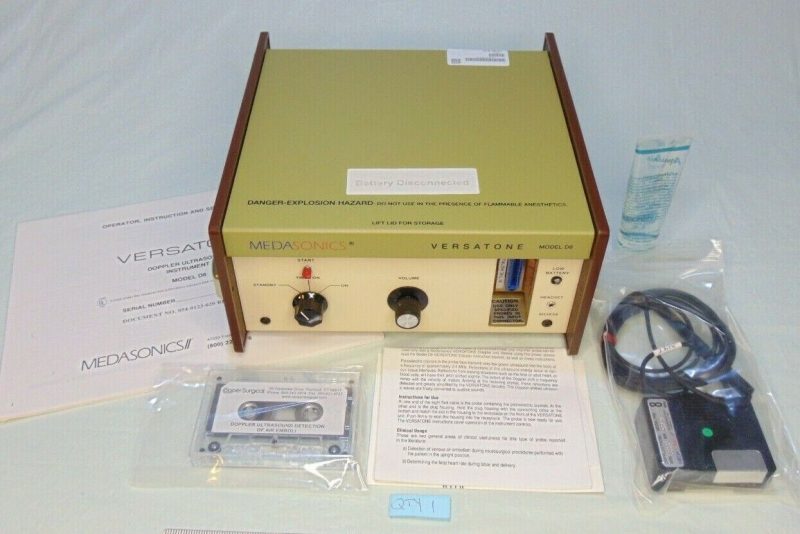 MEDASONICS Versatone Model D8 Doppler Ultrasound w/ P82 Probe, Operation/Service