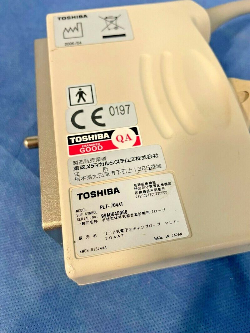 Toshiba PLT-704AT 7.5MHz Linear Array Ultrasound Transducer.